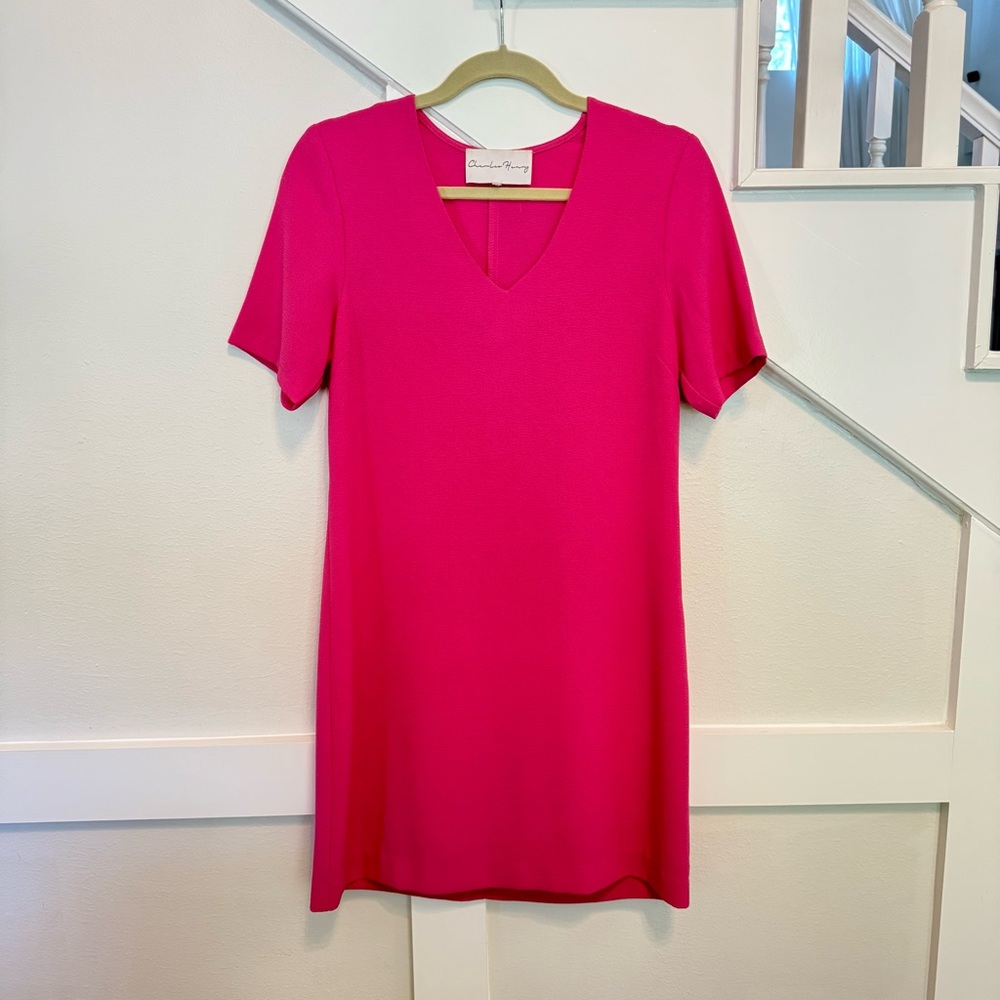 Charles Henry Fuchsia Pink V-Neck Short Sleeves Shift Dress size M
